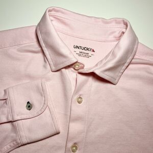 UNTUCKit Folonari Solid Pink Men's M Pique Cotton Long Sleeve Button Down Shirt